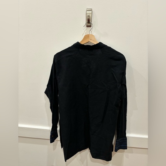 Lobos Del Mar embroidered mock neck button down - Picture 2 of 3